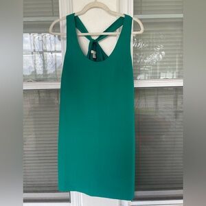 J Crew Green Silk Halder Twist Back Dress